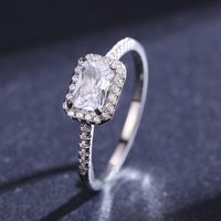 Ins Style Elegant Rectangle Sterling Silver Plating Inlay Zircon Rhodium Plated Rings main image 3