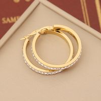1 Pair Retro Commute Star Water Droplets Heart Shape Inlay Stainless Steel Rhinestones 18K Gold Plated Earrings main image 6