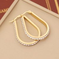1 Pair Retro Commute Star Water Droplets Heart Shape Inlay Stainless Steel Rhinestones 18K Gold Plated Earrings main image 5