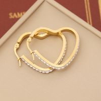 1 Pair Retro Commute Star Water Droplets Heart Shape Inlay Stainless Steel Rhinestones 18K Gold Plated Earrings main image 4