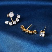 1 Pair Simple Style Shiny Anchor Plating Inlay 201 Stainless Steel Zircon 18K Gold Plated Ear Studs main image 3