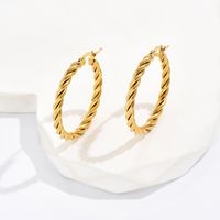 1 Pair Casual Simple Style Round Plating 201 Stainless Steel 18K Gold Plated Hoop Earrings main image 8
