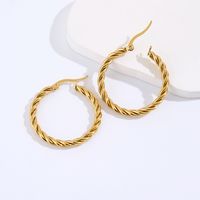 1 Pair Casual Simple Style Round Plating 201 Stainless Steel 18K Gold Plated Hoop Earrings main image 1