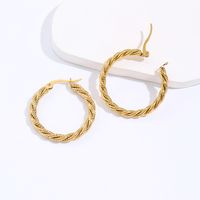 1 Pair Casual Simple Style Round Plating 201 Stainless Steel 18K Gold Plated Hoop Earrings main image 5