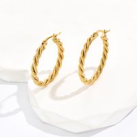 1 Pair Casual Simple Style Round Plating 201 Stainless Steel 18K Gold Plated Hoop Earrings main image 4