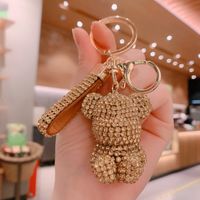 Cute Modern Style Korean Style Bear Alloy Inlay Artificial Rhinestones Women's Bag Pendant Keychain sku image 3