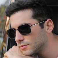 Business Classic Style Color Block Tac Square Patchwork Full Frame Men's Sunglasses main image 4