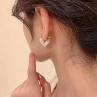 1 Pair Simple Style Heart Shape Enamel Alloy Earrings main image 5