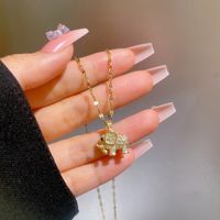 Stainless Steel 18K Gold Plated Casual Plating Inlay Elephant Opal Zircon Pendant Necklace main image 1