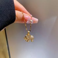Stainless Steel 18K Gold Plated Casual Plating Inlay Elephant Opal Zircon Pendant Necklace main image 3