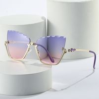 Streetwear Gradient Color Pc Cat Eye Diamond Half Frame Women's Sunglasses main image 1