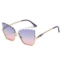 Streetwear Gradient Color Pc Cat Eye Diamond Half Frame Women's Sunglasses sku image 3