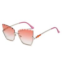 Streetwear Gradient Color Pc Cat Eye Diamond Half Frame Women's Sunglasses sku image 5