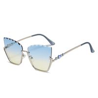 Streetwear Gradient Color Pc Cat Eye Diamond Half Frame Women's Sunglasses sku image 6