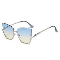 Streetwear Gradient Color Pc Cat Eye Diamond Half Frame Women's Sunglasses main image 5
