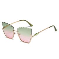 Streetwear Gradient Color Pc Cat Eye Diamond Half Frame Women's Sunglasses sku image 4