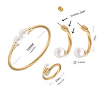 Wholesale Casual Simple Style Spiral Stripe Stainless Steel Copper Braid Inlay Pearl Rings Bracelets Earrings main image 4