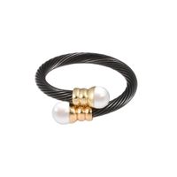 Wholesale Casual Simple Style Spiral Stripe Stainless Steel Copper Braid Inlay Pearl Rings Bracelets Earrings sku image 3
