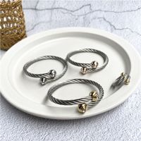 Vintage Style Spiral Stripe Stainless Steel Unisex Rings Bracelets main image 1