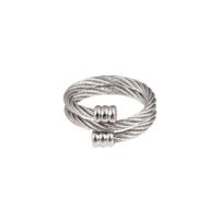 Vintage Style Spiral Stripe Stainless Steel Women's Rings Bracelets Earrings sku image 2
