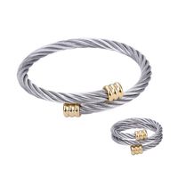 Vintage Style Spiral Stripe Stainless Steel Women's Rings Bracelets Earrings main image 5