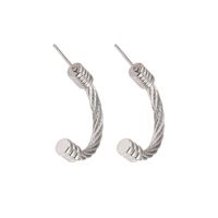 Vintage Style Spiral Stripe Stainless Steel Women's Rings Bracelets Earrings sku image 7