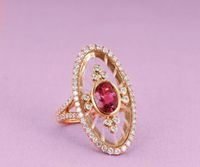 Elegant Retro Luxurious Oval Flower Alloy Plating Inlay Artificial Gemstones Women's Rings main image 3