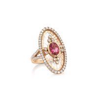 Elegant Retro Luxurious Oval Flower Alloy Plating Inlay Artificial Gemstones Women's Rings main image 5