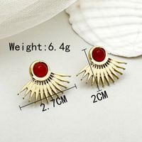 1 Pair Vintage Style Sun Plating Inlay 304 Stainless Steel Artificial Gemstones Ear Studs main image 3