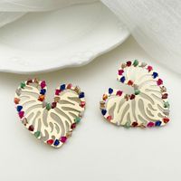 1 Pair Classic Style Roman Style Heart Shape Stainless Steel Gravel Plating Ear Studs main image 1