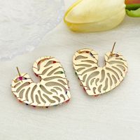 1 Pair Classic Style Roman Style Heart Shape Stainless Steel Gravel Plating Ear Studs main image 4