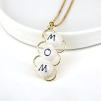 Elegant Mama Geometric Letter Copper Gold Plated Pendant Necklace In Bulk sku image 8