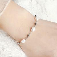 Lady Water Droplets Stainless Steel Freshwater Pearl Beaded Bracelets main image 2