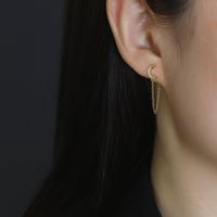 1 Pair Simple Style Moon Sterling Silver Tassel Inlay Zircon Earrings main image 3