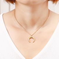 Streetwear Moon Heart Shape Lock Stainless Steel Plating Pendant Necklace main image 2