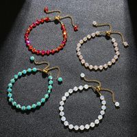 Sweet Solid Color Stainless Steel Artificial Crystal Beaded Bracelets main image 1