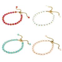 Sweet Solid Color Stainless Steel Artificial Crystal Beaded Bracelets main image 4