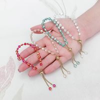 Sweet Solid Color Stainless Steel Artificial Crystal Beaded Bracelets main image 3