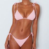 Women's Solid Color Backless 2 Piece Set Bikinis main image 3