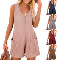 Women's Street Casual Solid Color Shorts Patchwork Rompers main image 1