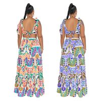 Women's Pencil Skirt Elegant Collarless Printing Patchwork Sleeveless Color Block Maxi Long Dress Holiday main image 3