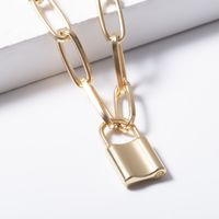 Wholesale Jewelry Punk Simple Style Lock Alloy Gold Plated Silver Plated Sweater Chain main image 1