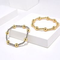 Retro Klassischer Stil Runden Kupfer Perlen Handgemacht Überzug Vergoldet Armbänder main image 3