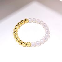Elegant Classic Style Round Freshwater Pearl Copper Beaded Handmade Plating Gold Plated Bracelets main image 2