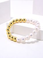 Elegant Classic Style Round Freshwater Pearl Copper Beaded Handmade Plating Gold Plated Bracelets main image 1