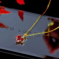 Elegant Maple Leaf Alloy Titanium Steel Inlay Zircon Women's Rings Necklace main image 5