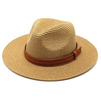 Unisex Vacation Solid Color Flat Eaves Straw Hat sku image 1