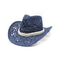 Unisex Cowboy Style Solid Color Big Eaves Straw Hat sku image 1