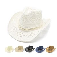 Unisex Cowboy Style Solid Color Big Eaves Straw Hat main image 1