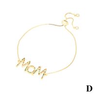 Simple Style Shiny Letter Devil's Eye Hand Of Fatima Copper Gold Plated Zircon Bracelets In Bulk main image 3